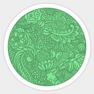 FLOWERS & CATS MANDALA GREEN Sticker